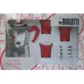 Подарочный набор: MOKA PASSION красная ручка 3п. + 3 красных стаканчика + 3 ложки, Bialetti-1
