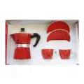 Подарочный набор: MOKA RED PASSION красная 3 чашки + 2 красные кофейные пары, Bialetti