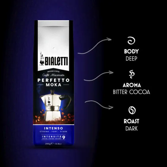 Кофе в зернах BIALETTI Perfetto Moka Intens 250 г - Темная обжарка 30% Арабики - 70% робуста-2
