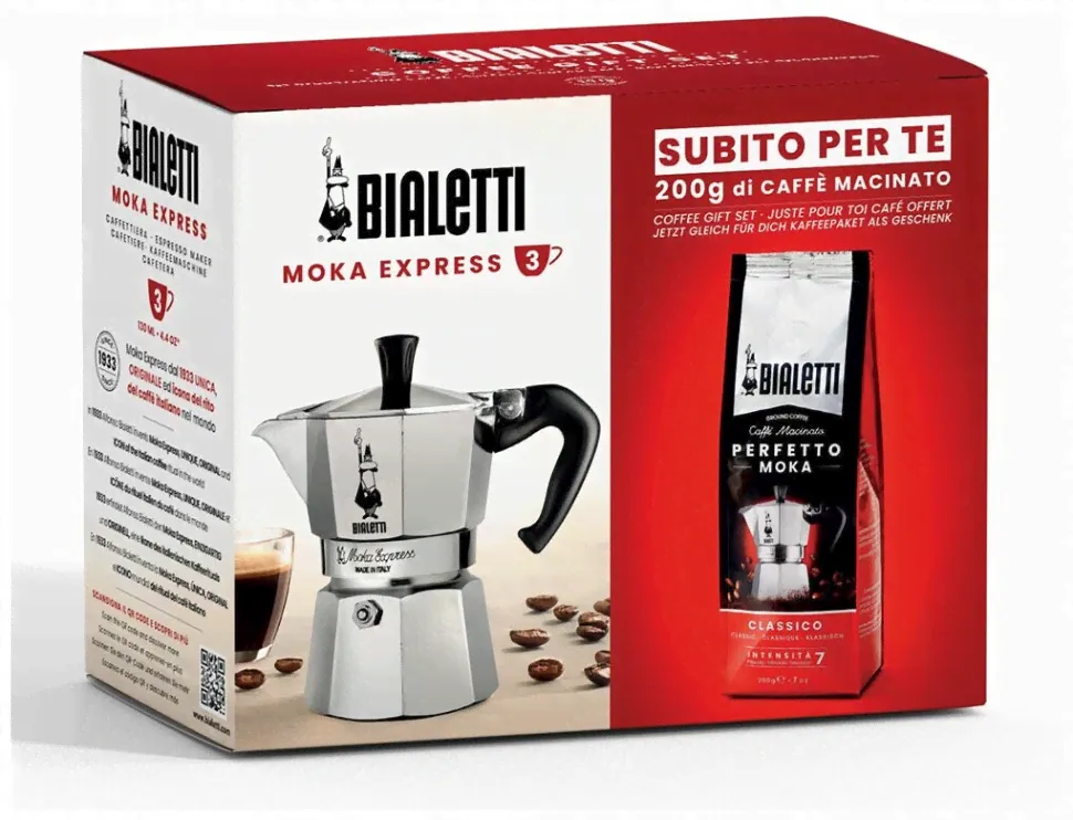 Набор Bialetti Moka Express 3 порций + молотый кофе Classico 250г-0