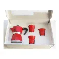 Подарочный набор: MOKA Together 3п. + 3 красных стаканчика, Bialetti