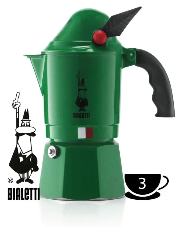 Гейзерная кофеварка BREAK ALPINA Bialetti Биалетти BIALETTI. Цвет зеленый.-0