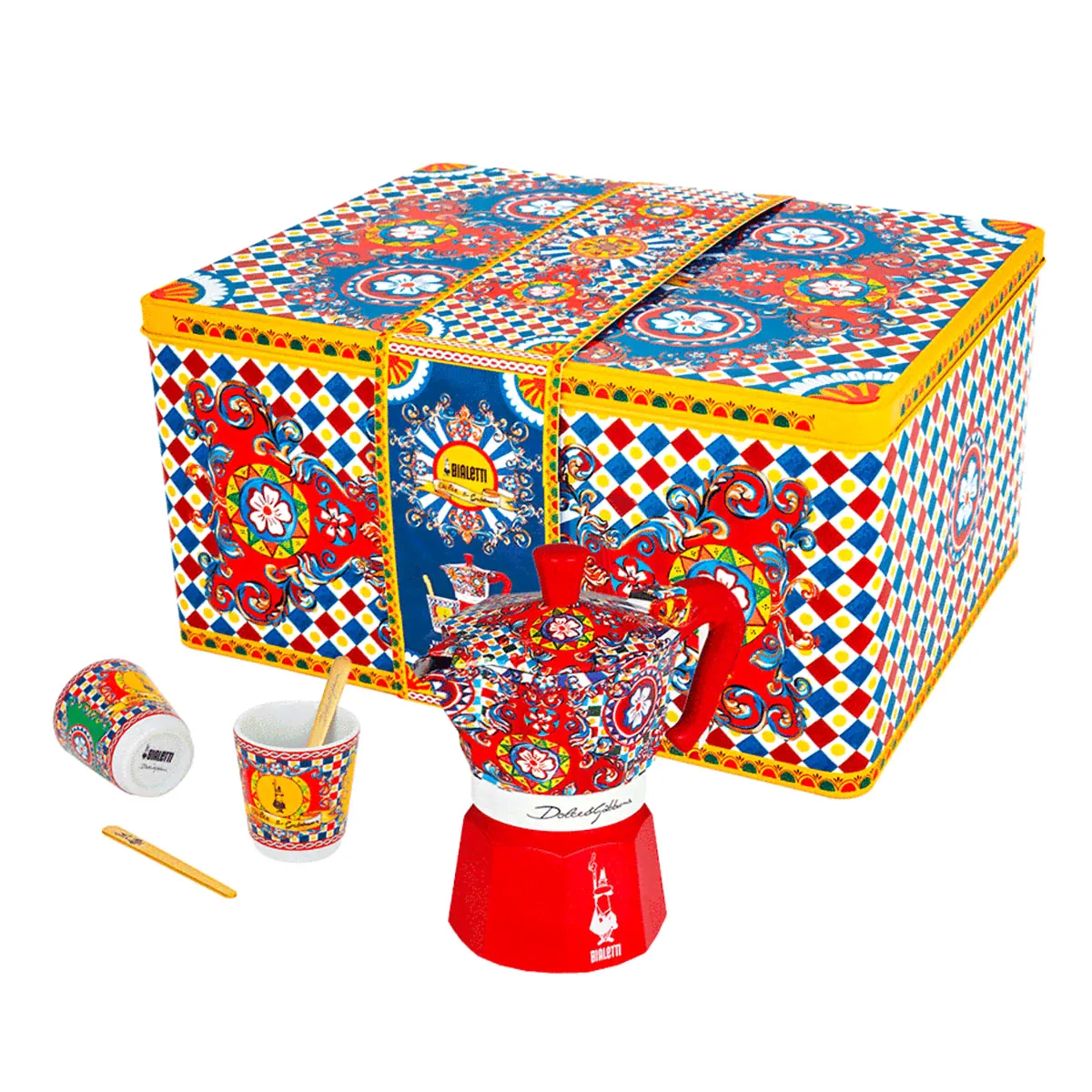 Набор Bialetti Dolce&Gabbana:кофеваркана2порциии2чашки,Красный;разноцветный-4
