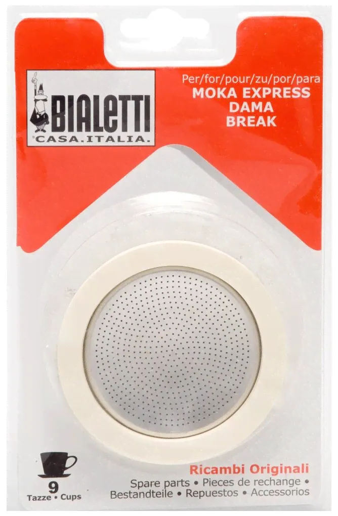 3 уплотнителя + 1 фильтр Bialetti для алюминиевых кофеварок на 9 чашек-0